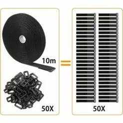 SLBRILLèRE Attache Volet Roulant De 10m Avec 50 Boucles, Attache Cable Scratch De Longueur De Coupe Libre, Rislan Fixation Noir -Treuil, cric, palan et accessoires Soldes Boutique 63515195 4