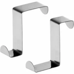 FOZIY 2 Crochets De Porte En Acier Inoxydable, Réversible Pour Porte Standard Et Placard Armoire Tiroir，argent，Fonepro