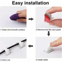 PERLE RARE Clips De Câble 80 Pièces, Clips D'organisateur De Câble Avec De Solides Coussinets Auto-adhésifs, Organisateur De Fil Pour Câbles De Maison/bureau -Treuil, cric, palan et accessoires Soldes Boutique 63732558 3