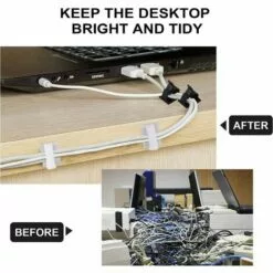 PERLE RARE Clips De Câble 80 Pièces, Clips D'organisateur De Câble Avec De Solides Coussinets Auto-adhésifs, Organisateur De Fil Pour Câbles De Maison/bureau -Treuil, cric, palan et accessoires Soldes Boutique 63732558 4