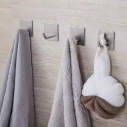 CHANCEY 4 Pieces Crochets Adhésif Crochet Mural Acier Inoxydable Porte Serviettes Pour Cuisine Salle De Anti-rouille Et étanche Porte Serviette Avec Adhésif, Famille Cuisine De Salle De Bain,Bureau,SEMAket -Treuil, cric, palan et accessoires Soldes Boutique 63808123 3
