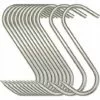 FOZIY 10pcs Crochet Boucher Forme S 12cm,Crochet Fumoir Acier Inoxydable Pour Poisson Viande, Pour Suspendre La Viande,Boeuf,Canard Rôti,Bacon,Saucisse,Poisson,BBQ,Boucher (12mm,3 Mm)，Fonepro
