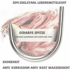 FOZIY 10pcs Crochet Boucher Forme S 12cm,Crochet Fumoir Acier Inoxydable Pour Poisson Viande, Pour Suspendre La Viande,Boeuf,Canard Rôti,Bacon,Saucisse,Poisson,BBQ,Boucher (12mm,3 Mm)，Fonepro -Treuil, cric, palan et accessoires Soldes Boutique 63841872 5