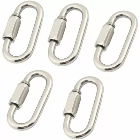 MEZHENG M6 Maillon Rapide En Acier Inoxydable D Forme Mousqueton Maillons De Chaîne 5pcs 3 MEZHENG M6 Maillon Rapide En Acier Inoxydable D Forme Mousqueton Maillons De Chaîne 5pcs – Image 3