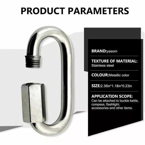 MEZHENG M6 Maillon Rapide En Acier Inoxydable D Forme Mousqueton Maillons De Chaîne 5pcs 5 MEZHENG M6 Maillon Rapide En Acier Inoxydable D Forme Mousqueton Maillons De Chaîne 5pcs – Image 5