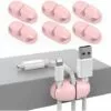 EAUDACè Lot De 6 Supports De Câbles Adhésifs Solides Pour Organiser Les Câbles USB à La Maison, Au Bureau Et Dans La Voiture (rose)