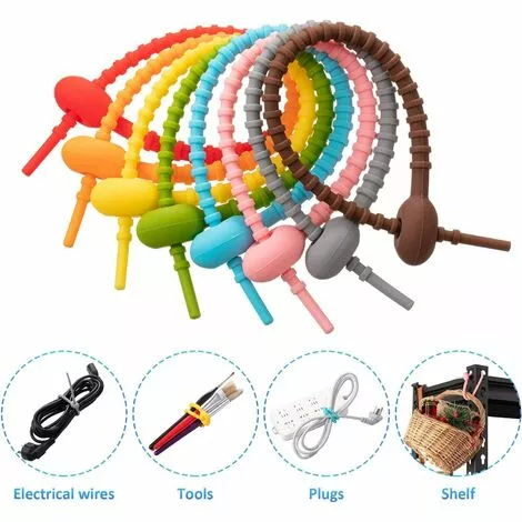EAUDACè 20 Pieces Colorful Silicone Ties Bag Clip,Cable Straps, Bread Tie, Reusable Rubber Twist Tie, All-Purpose Silicone Ties, Cable Ties,Silicone Cord,Household Snake Ties, Bag Sealing Clips 3 EAUDACè 20 Pieces Colorful Silicone Ties Bag Clip,Cable Straps, Bread Tie, Reusable Rubber Twist Tie, All-Purpose Silicone Ties, Cable Ties,Silicone Cord,Household Snake Ties, Bag Sealing Clips – Image 3