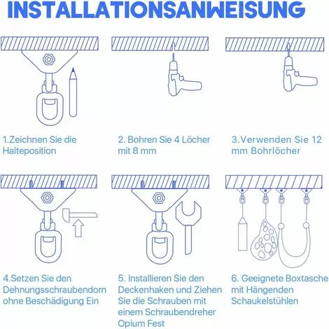 RHAFAYRE Lourds Crochet De Plafond Avec SUS304 Acier Inoxydable 450KG Capacité 360 ° Rotation, Plafond Ensembles Bois Béton Pour Hamac Crochets à Suspendre Kit Avec Mousqueton Et Vis 4 RHAFAYRE Lourds Crochet De Plafond Avec SUS304 Acier Inoxydable 450KG Capacité 360 ° Rotation, Plafond Ensembles Bois Béton Pour Hamac Crochets à Suspendre Kit Avec Mousqueton Et Vis – Image 4