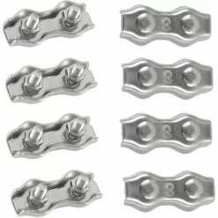 TINOR M3 Duplex Clips Serre-câbles En Acier Inoxydable 304 Pinces Duplex Pour Filin Pour Cordes à Linge En Câble Métallique Voiles De Soleil Suspendues Patio Fixe 8 Pièces