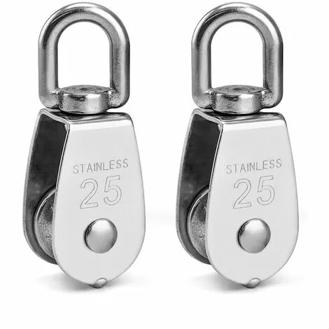 DENUOTOP 2 Pcs Poulie De Levage M25 Poulie Simple En Acier Inoxydable 304 Pour Pour Câble Diamètre 11mm Pivotant à 360°Charge 150kg 1 DENUOTOP 2 Pcs Poulie De Levage M25 Poulie Simple En Acier Inoxydable 304 Pour Pour Câble Diamètre 11mm Pivotant à 360°Charge 150kg