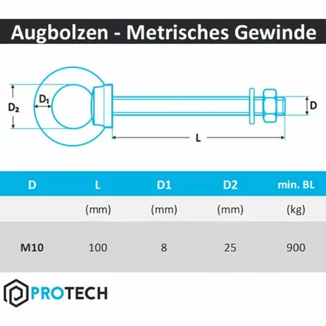 GALOZZOIT Boulon à œil Avec Filetage Métrique En Acier Inoxydable A4 V4A Acier Inoxydable M10x100(2pcs) 2 GALOZZOIT Boulon à œil Avec Filetage Métrique En Acier Inoxydable A4 V4A Acier Inoxydable M10x100(2pcs) – Image 2