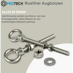 GALOZZOIT Boulon à œil Avec Filetage Métrique En Acier Inoxydable A4 V4A Acier Inoxydable M10x100(2pcs) 7 GALOZZOIT Boulon à œil Avec Filetage Métrique En Acier Inoxydable A4 V4A Acier Inoxydable M10x100(2pcs) -Treuil, cric, palan et accessoires Soldes Boutique 64079208 3