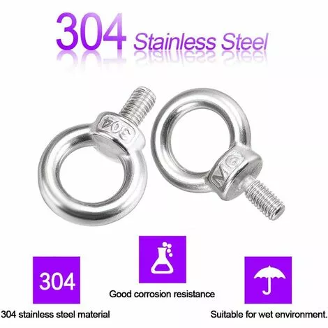 GALOZZOIT M6 * 11 Boulon à œil En Acier Inoxydable 10 Pièces, JatilEr 304 Boulon à œil En Acier Inoxydable Boulon à œil En Acier Inoxydable Boulon à œil Matériel Boulon à œil Rond Pour Le Rôle De Fixation Et De Suspension 2 GALOZZOIT M6 * 11 Boulon à œil En Acier Inoxydable 10 Pièces, JatilEr 304 Boulon à œil En Acier Inoxydable Boulon à œil En Acier Inoxydable Boulon à œil Matériel Boulon à œil Rond Pour Le Rôle De Fixation Et De Suspension – Image 2