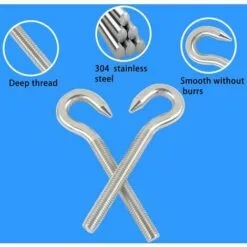 GALOZZOIT M10 304 Vis à Anneau En Acier Inoxydable Avec Vis à Tête Ronde Crochet à Vis à Tête Ronde 5pcs -Treuil, cric, palan et accessoires Soldes Boutique 64079235 4