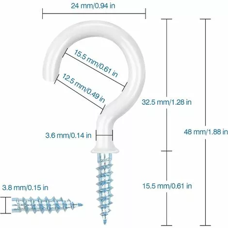 GALOZZOIT Lot De 50 Crochets à Vis Multi-usages 1-1/4" Avec œillets Anti-rouille, Haute Résistance à La Traction, Crochet Pour Suspendre Ornements, Clés, Lumières De Jardin, Etc 2 GALOZZOIT Lot De 50 Crochets à Vis Multi-usages 1-1/4" Avec œillets Anti-rouille, Haute Résistance à La Traction, Crochet Pour Suspendre Ornements, Clés, Lumières De Jardin, Etc – Image 2