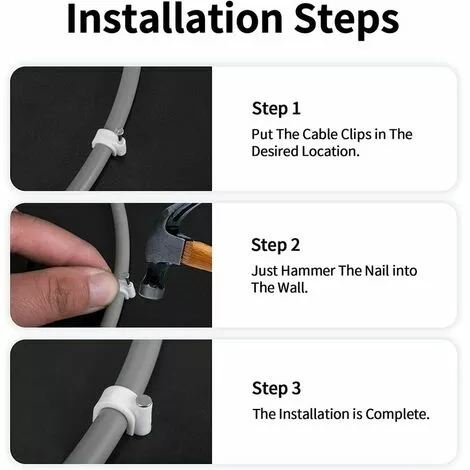 NAXUNNN Lot De 300 Clips Muraux En Acier Pour Câbles - Différentes Spécifications - Solides - Durables - Blancs - Rondes - 400 De 6 Mm - Gestion Des Câbles 3 NAXUNNN Lot De 300 Clips Muraux En Acier Pour Câbles - Différentes Spécifications - Solides - Durables - Blancs - Rondes - 400 De 6 Mm - Gestion Des Câbles – Image 3