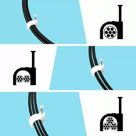 NAXUNNN Lot De 300 Clips Muraux En Acier Pour Câbles - Différentes Spécifications - Solides - Durables - Blancs - Rondes - 400 De 6 Mm - Gestion Des Câbles 5 NAXUNNN Lot De 300 Clips Muraux En Acier Pour Câbles - Différentes Spécifications - Solides - Durables - Blancs - Rondes - 400 De 6 Mm - Gestion Des Câbles – Image 5