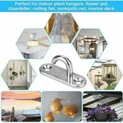 CARILLONSàVENT Œil Crochet De Montage à Vis Murale Crochets De Plafond Inox Argent Ancrage De Plaque à Œil Chaise Suspendue Avec Crochet Au Plafond Pour Yoga Moustiquaire Bateau Gréement Quincaillerie De Pont Marin Carivent -Treuil, cric, palan et accessoires Soldes Boutique 64137940 5