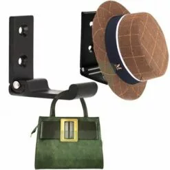 CARILLONSàVENT Lot De 2 Crochets Muraux Pliables En Aluminium Pour Casque Audio, Crochets Invisibles Pour Vêtements, Cuisine, Salle De Bain, Bureau, Salon, Armoire (Noir) Carivent -Treuil, cric, palan et accessoires Soldes Boutique 64142204 3