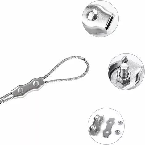 SLI-RES Serre-Câbles Duplex, 10 Pièces 304 Pinces De Câble En Acier Inoxydable M3, Double Bornes Pour Câble En Métal, Câble De Poignées Pour Des Lignes à Linge Fixes Intérieures Et Extérieures 3.4*1.5cm Argent,Lilaris 3 SLI-RES Serre-Câbles Duplex, 10 Pièces 304 Pinces De Câble En Acier Inoxydable M3, Double Bornes Pour Câble En Métal, Câble De Poignées Pour Des Lignes à Linge Fixes Intérieures Et Extérieures 3.4*1.5cm Argent,Lilaris – Image 3