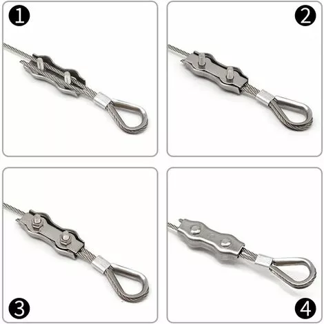 SLI-RES Serre-Câbles Duplex, 10 Pièces 304 Pinces De Câble En Acier Inoxydable M3, Double Bornes Pour Câble En Métal, Câble De Poignées Pour Des Lignes à Linge Fixes Intérieures Et Extérieures 3.4*1.5cm Argent,Lilaris 4 SLI-RES Serre-Câbles Duplex, 10 Pièces 304 Pinces De Câble En Acier Inoxydable M3, Double Bornes Pour Câble En Métal, Câble De Poignées Pour Des Lignes à Linge Fixes Intérieures Et Extérieures 3.4*1.5cm Argent,Lilaris – Image 4