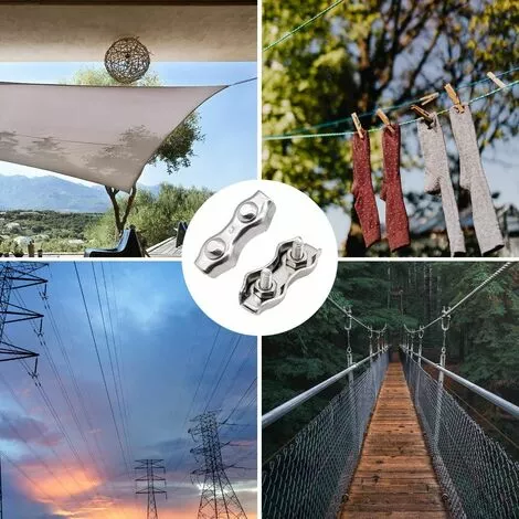 SLI-RES Serre-Câbles Duplex, 10 Pièces 304 Pinces De Câble En Acier Inoxydable M3, Double Bornes Pour Câble En Métal, Câble De Poignées Pour Des Lignes à Linge Fixes Intérieures Et Extérieures 3.4*1.5cm Argent,Lilaris 5 SLI-RES Serre-Câbles Duplex, 10 Pièces 304 Pinces De Câble En Acier Inoxydable M3, Double Bornes Pour Câble En Métal, Câble De Poignées Pour Des Lignes à Linge Fixes Intérieures Et Extérieures 3.4*1.5cm Argent,Lilaris – Image 5