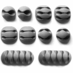 PESCE Clips Câble, 10pcs Rangements De Câbles Et Serre-Câbles Attache-Câbles En Silicone, Rangement Cordon Bureau Pour Fils De Chargeur, Ordinateur, Souris, Téléphone, Écouteur Etc (Gris)