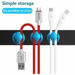 PESCE Clips Câble, 10pcs Rangements De Câbles Et Serre-Câbles Attache-Câbles En Silicone, Rangement Cordon Bureau Pour Fils De Chargeur, Ordinateur, Souris, Téléphone, Écouteur Etc (Bleu) -Treuil, cric, palan et accessoires Soldes Boutique 64380898 3