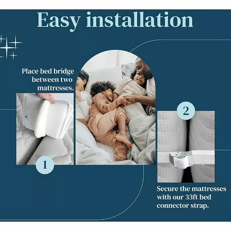 HEGUYEY Pont De Lit De 20 Cm - Connecteur De Matelas Pour Faire Des Lits Jumeaux Dans King - Cale Matelas Avec Sangle Matela Pour Les Invités Séjour 3 HEGUYEY Pont De Lit De 20 Cm - Connecteur De Matelas Pour Faire Des Lits Jumeaux Dans King - Cale Matelas Avec Sangle Matela Pour Les Invités Séjour – Image 3