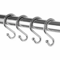 LTS FAFA Crochets De Rideau De Douche En Métal, Crochets En Forme De S Résistants à La Rouille Pour Rideaux De Douche, Ustensiles De Cuisine, Vêtements, Serviettes