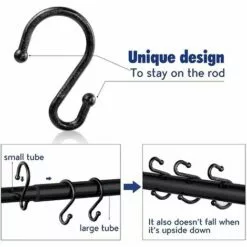 LTS FAFA Crochets De Rideau De Douche En Métal, Crochets En Forme De S Résistants à La Rouille Pour Rideaux De Douche, Ustensiles De Cuisine, Vêtements, Serviettes -Treuil, cric, palan et accessoires Soldes Boutique 64495315 4