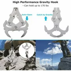 MEZHENG Grappin Crochet Griffe Multifonction Acier Inoxydable Pour L'Extérieur Escalade Crochet De Gravité Multifonctionnel Grappin Gravity Crochet De Corde D'escalad Grappling Hook -Treuil, cric, palan et accessoires Soldes Boutique 64535182 4