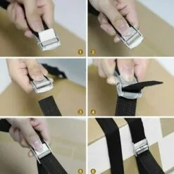 SINCèREETALI Sangles D'arrimage En Alliage Léger - Noir - Forte Capacité De Charge - Sans Crochet - Pour Attacher Et Fixer Des Boîtes, Des Cargaisons, Des Bagages -Treuil, cric, palan et accessoires Soldes Boutique 64706061 5