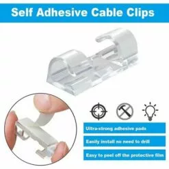 Fei Yu 20Pcs Clips Câble,Guazhuni Clips Rangement De Câble Avec De Tampons Auto Adhésifs Solides, Organiseur De Fils Electriques Pour Câbles Dans Une Maison/Bureau -Treuil, cric, palan et accessoires Soldes Boutique 64706069 3
