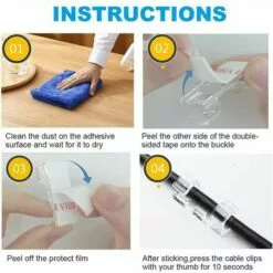 Fei Yu 20Pcs Clips Câble,Guazhuni Clips Rangement De Câble Avec De Tampons Auto Adhésifs Solides, Organiseur De Fils Electriques Pour Câbles Dans Une Maison/Bureau -Treuil, cric, palan et accessoires Soldes Boutique 64706069 4