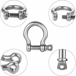 OSQI 10PCS 304 Acier Inoxydable M4 D Anneau Vis Manilles Avec Broches Arc Manille Vis Pin Matériel Gréement Arc Manille Chape Manilles Robustes Pour Ancre, Camping Et Randonnée -Treuil, cric, palan et accessoires Soldes Boutique 65506862 3