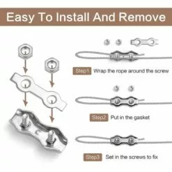 LADACèE 15 Pcs Serre-câbles M3 Pinces à Câble En Acier Inoxydable 304 Clips De Câble Métallique Duplex Pince De Corde De Câble Pour Corde à Linge L'industrie -Treuil, cric, palan et accessoires Soldes Boutique 65726262 4