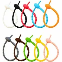 MONLY Attaches De Câble En Silicone 24 Pièces Attaches De Sac En Silicone Coloré Coloré Multi-Usages Silicone Ties Serre-Câbles En Silicone Cravates Torsadées En Silicone Colorées Attaches De Câble