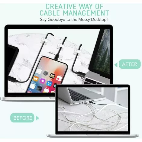 YEURIé Lot De 10 Clips De Câble Adhésifs Pour Voiture, Bureau Et Maison Blanc 4 YEURIé Lot De 10 Clips De Câble Adhésifs Pour Voiture, Bureau Et Maison Blanc – Image 4