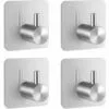BDD 4 Crochets Adhésifs, Crochets Muraux De Salle De Bain En Acier Inoxydable, Scotchés, Crochets De Salle De Bain Auto-adhésifs