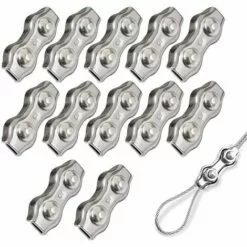 LADACèE Lot De 12 Bornes Doubles Pour Câbles Métalliques M3, Pinces Pour Fils Duplex En Acier Inoxydable 304, Câble à Pince Pour Corde Métallique Duplex, Largement Utilisées Dans L'industrie