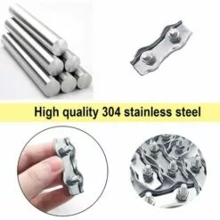 LADACèE Lot De 12 Bornes Doubles Pour Câbles Métalliques M3, Pinces Pour Fils Duplex En Acier Inoxydable 304, Câble à Pince Pour Corde Métallique Duplex, Largement Utilisées Dans L'industrie -Treuil, cric, palan et accessoires Soldes Boutique 66174291 3