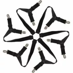 BF 1pc 12 Clip Sheet Clip 6 Side Sheet Holder Avec Sangles Réglables Pour Tous Les Matelas Ronds Et Carrés (noir)