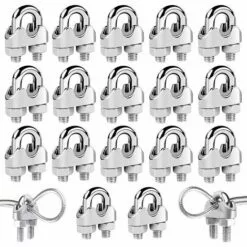 15 Pièces Serre Cable Acier,Serre Cable Inox 304 U Boulon Clip De Câble Métalliques,Pour Câble Métallique En Acier De M3 Mm/M4 Mm/M5 Mm,Corde (Trois Tailles)——Adélala