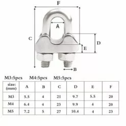 15 Pièces Serre Cable Acier,Serre Cable Inox 304 U Boulon Clip De Câble Métalliques,Pour Câble Métallique En Acier De M3 Mm/M4 Mm/M5 Mm,Corde (Trois Tailles)——Adélala 7 15 Pièces Serre Cable Acier,Serre Cable Inox 304 U Boulon Clip De Câble Métalliques,Pour Câble Métallique En Acier De M3 Mm/M4 Mm/M5 Mm,Corde (Trois Tailles)——Adélala -Treuil, cric, palan et accessoires Soldes Boutique 66380331 3