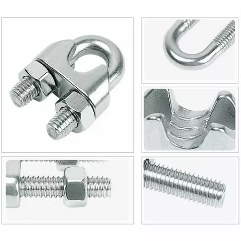 15 Pièces Serre Cable Acier,Serre Cable Inox 304 U Boulon Clip De Câble Métalliques,Pour Câble Métallique En Acier De M3 Mm/M4 Mm/M5 Mm,Corde (Trois Tailles)——Adélala 4 15 Pièces Serre Cable Acier,Serre Cable Inox 304 U Boulon Clip De Câble Métalliques,Pour Câble Métallique En Acier De M3 Mm/M4 Mm/M5 Mm,Corde (Trois Tailles)——Adélala – Image 4