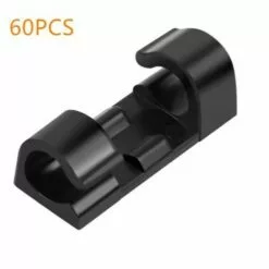 FLETéçA 60 Pièces De Serre-cables, Support De Cable Avec Base Adhésive, Jeu De Serre-cable Pour Bureau, Cordon D'alimentation, Noir