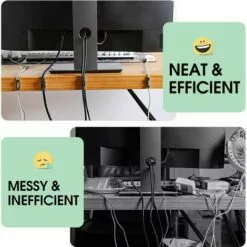 FLETéçA 60 Pièces De Serre-cables, Support De Cable Avec Base Adhésive, Jeu De Serre-cable Pour Bureau, Cordon D'alimentation, Noir -Treuil, cric, palan et accessoires Soldes Boutique 66962269 3