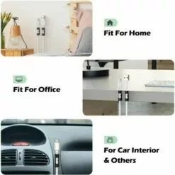 FLETéçA 60 Pièces De Serre-cables, Support De Cable Avec Base Adhésive, Jeu De Serre-cable Pour Bureau, Cordon D'alimentation, Noir -Treuil, cric, palan et accessoires Soldes Boutique 66962269 4