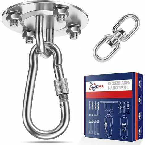 OCXIN Crochets De Plafond En Acier Inoxydable Jusqu'à 400 Kg – Support De Plafond Rotatif à 360 ° Crochets De Suspension Crochets De Suspension Avec Vis Pour Béton, Bois, Aire De Jeux, Porche, Siège, Trapèze, Yoga, Salle De Sport 1 OCXIN Crochets De Plafond En Acier Inoxydable Jusqu'à 400 Kg – Support De Plafond Rotatif à 360 ° Crochets De Suspension Crochets De Suspension Avec Vis Pour Béton, Bois, Aire De Jeux, Porche, Siège, Trapèze, Yoga, Salle De Sport